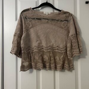 Source Unknown Beige Lace Blouse